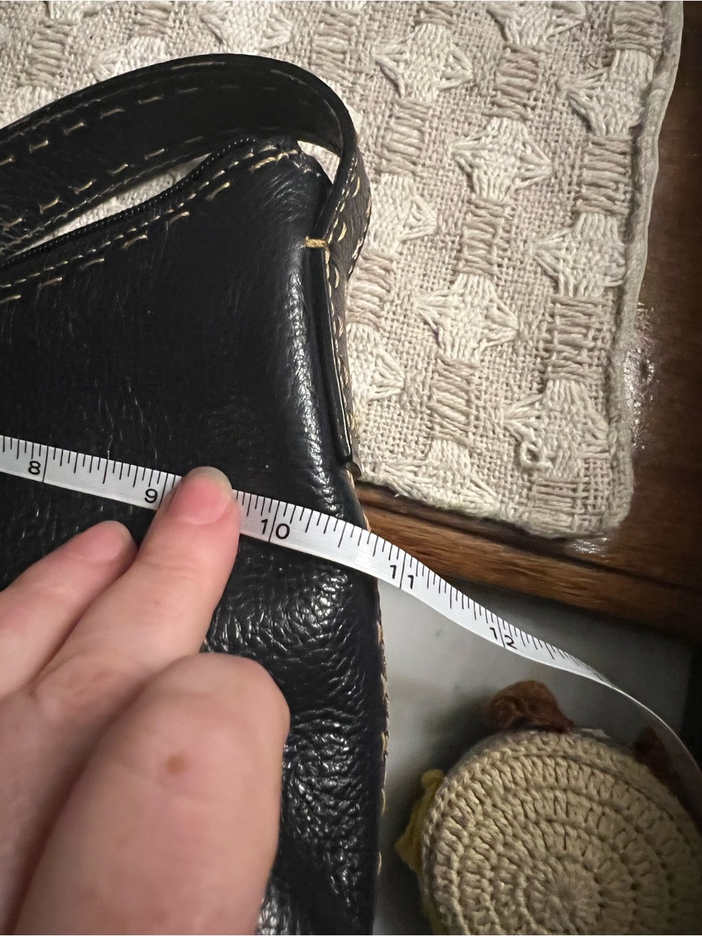 FOSSIL *Vintage* Y2K Leather Shoulder Bag with Contrast Stitching Navy Blue GUC - Picture 6 of 7